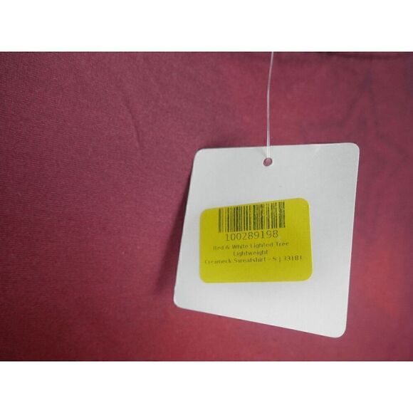 Women's Red & White Lighted Tree Lightweight Crewneck Sweatshirt S - Picture 4 of 10